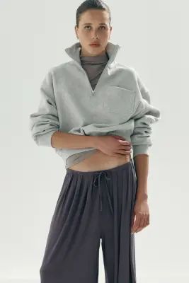 Pantalon à cordon en jersey - Violet ancien — photo 2