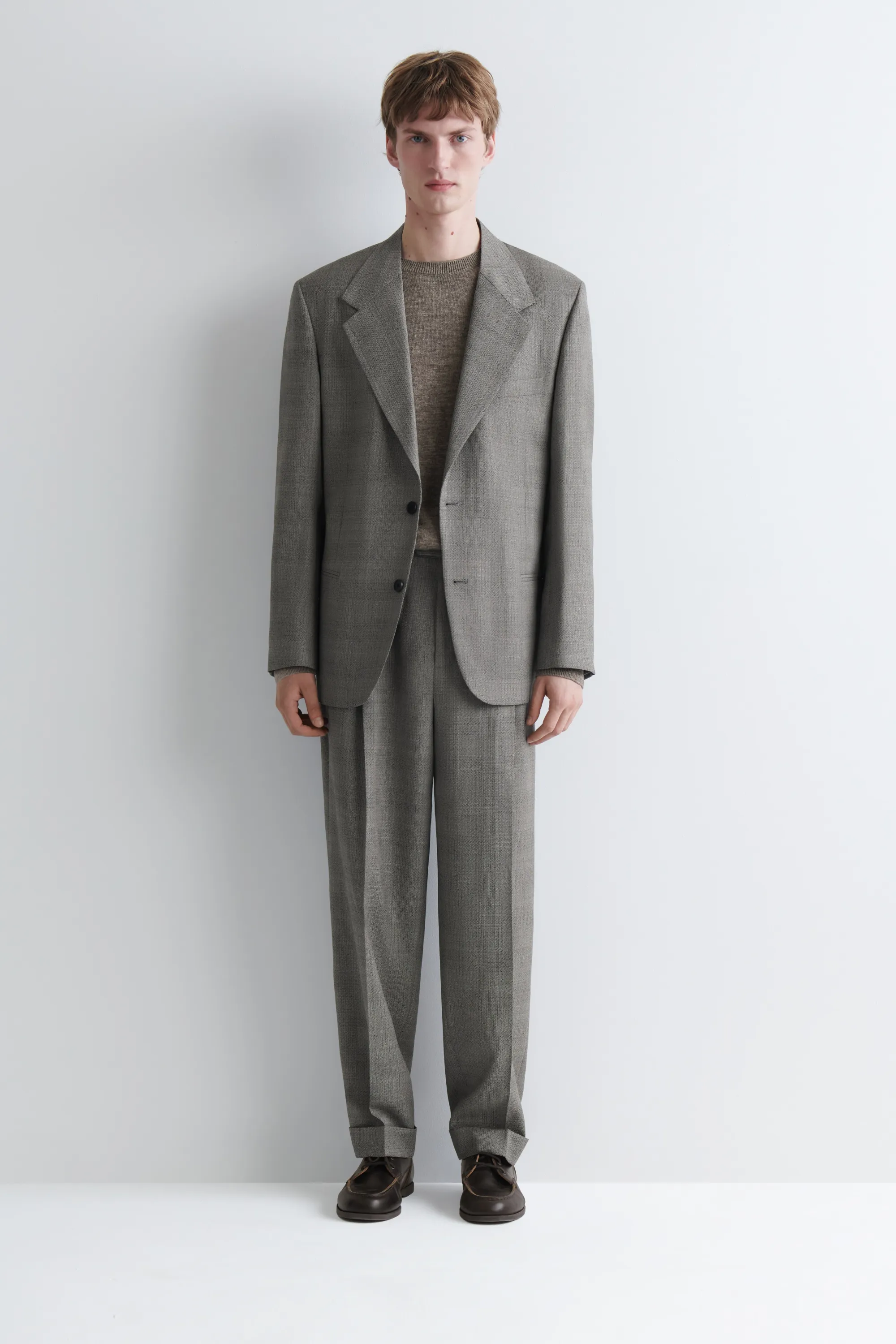 BLAZER EN LAINE TEXTURÉE À CARREAUX - BEIGE / CARREAUX