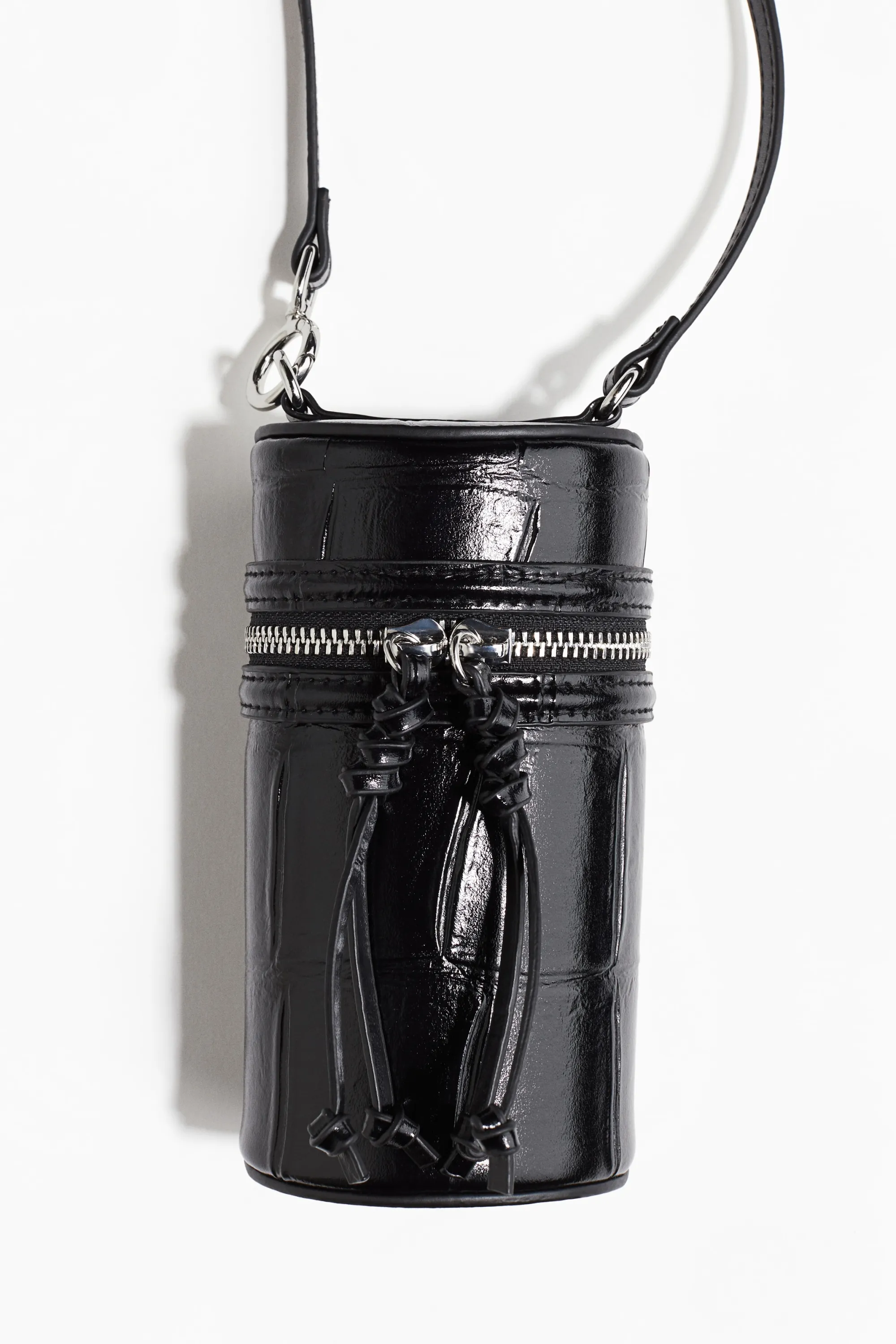 Sac crossbody cylindrique - Noir/motif croco