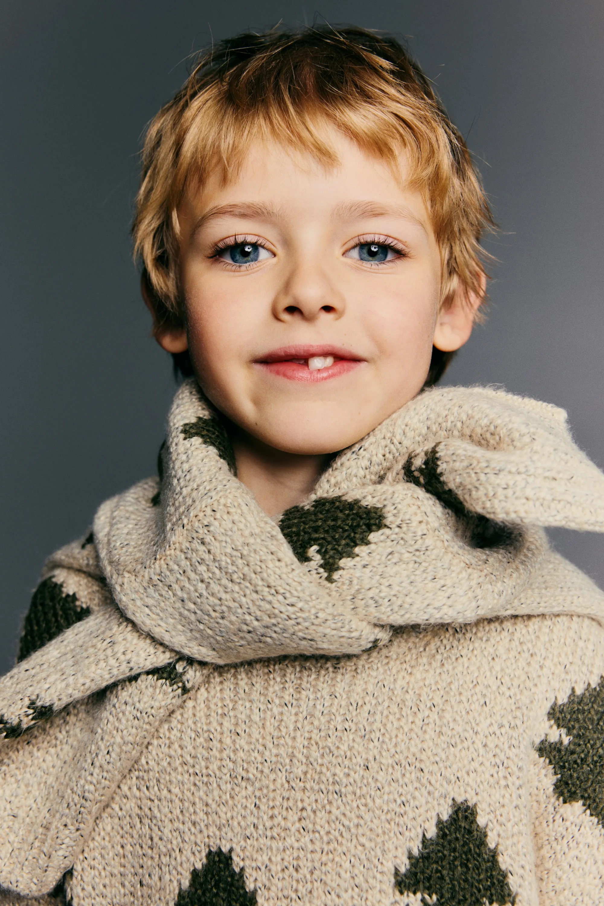 Pull en maille jacquard - Beige/sapins de Noël