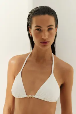Haut de maillot triangle paddé - Crème — photo 1
