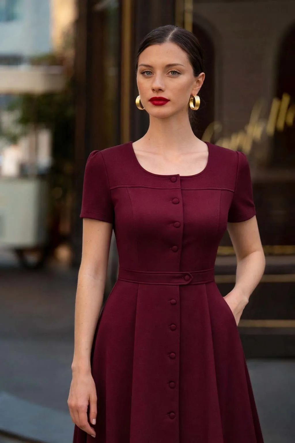 Rina Midi Dress - Bordeaux
