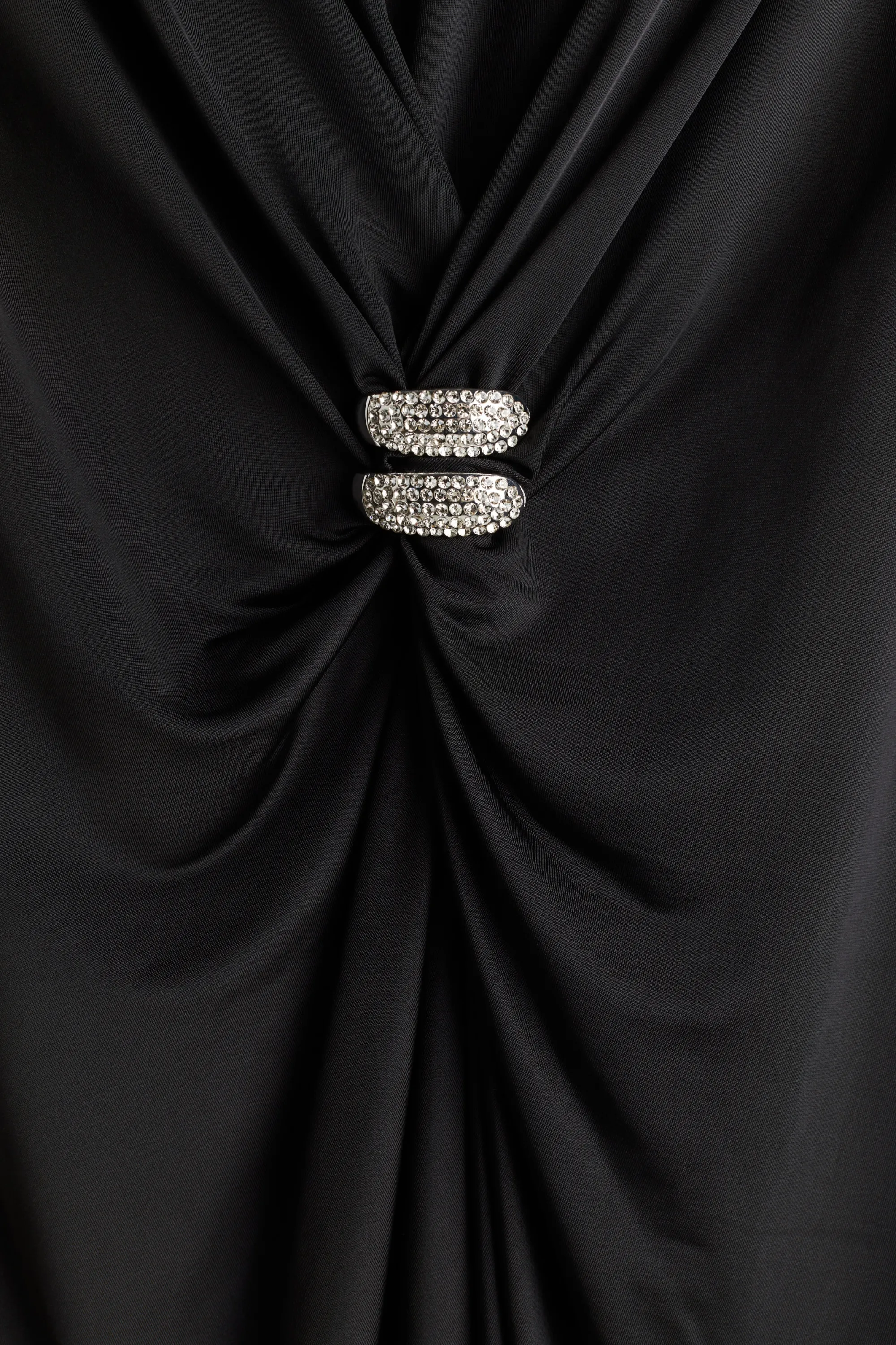 Robe à épaulettes à effet drapé - Noir