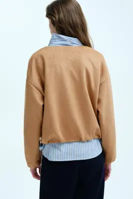 Veste oversize en jersey - Beige foncé — photo 3
