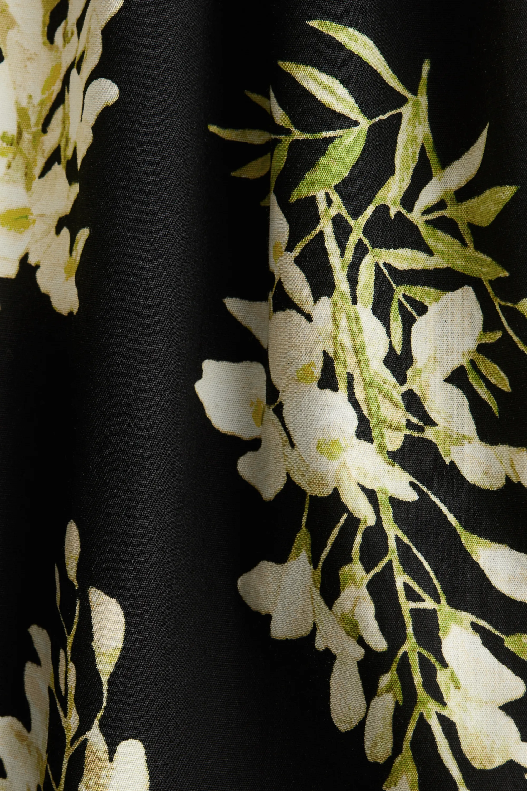 Robe en coton avec jupe évasée - Noir/fleuri
