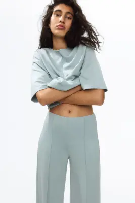 Pantalon en jersey avec plis - Turquoise ancien clair — photo 1