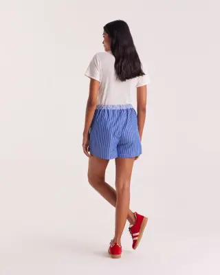 Short Lelio rayures bleu patchwork — photo 3