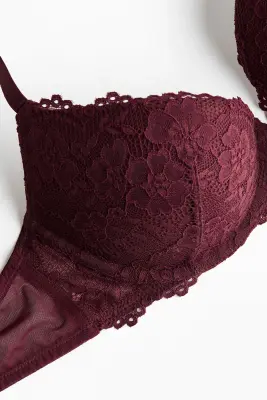 Soutien-gorge super push-up en dentelle - Bordeaux — photo 4