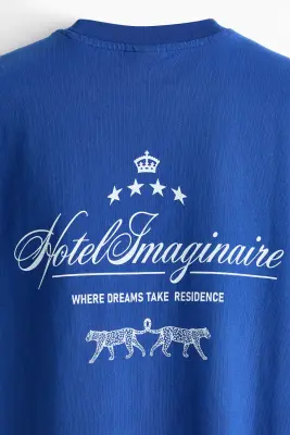 T-shirt imprimé Relaxed Fit en coton - Bleu/Hotel Imaginaire — photo 4