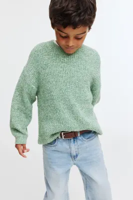 Pull à côtes anglaises - Vert chiné — photo 2
