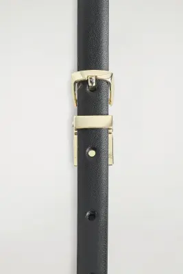 CEINTURE SLIM RÉVERSIBLE EN CUIR - NOIR / BLANC — photo 2