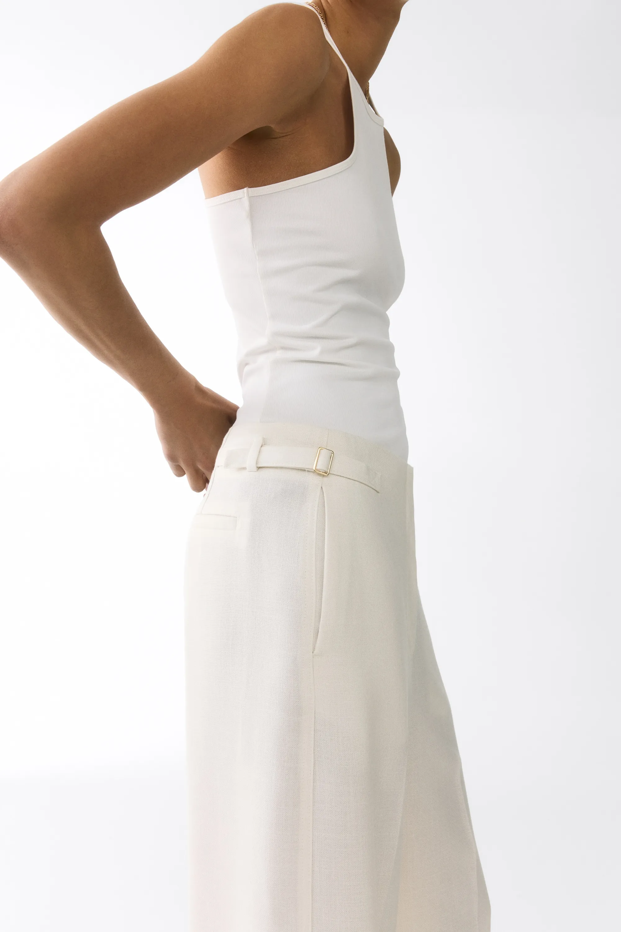 Wide tailored trousers - Crème