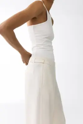 Wide tailored trousers - Crème — photo 1
