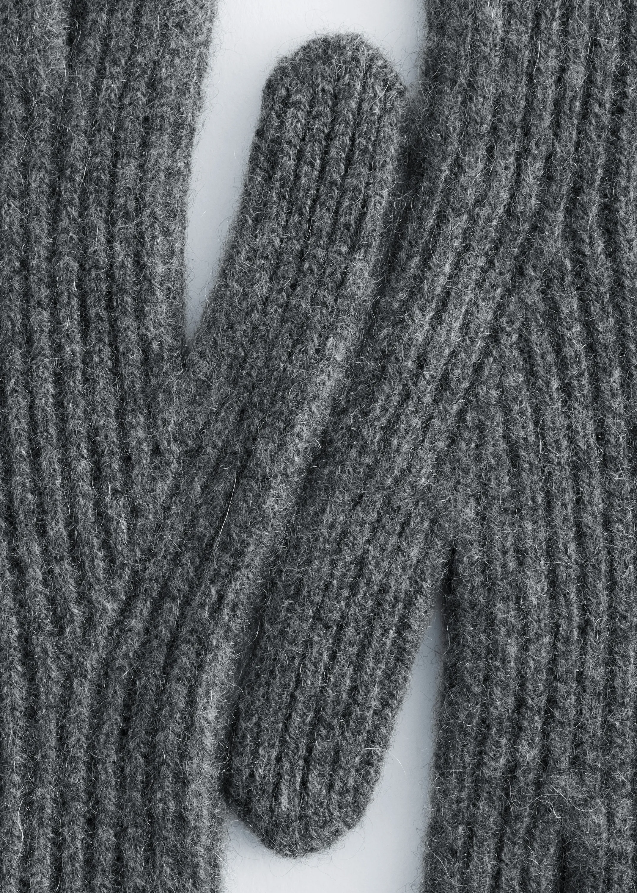 Gants en cachemire côtelé - Gris