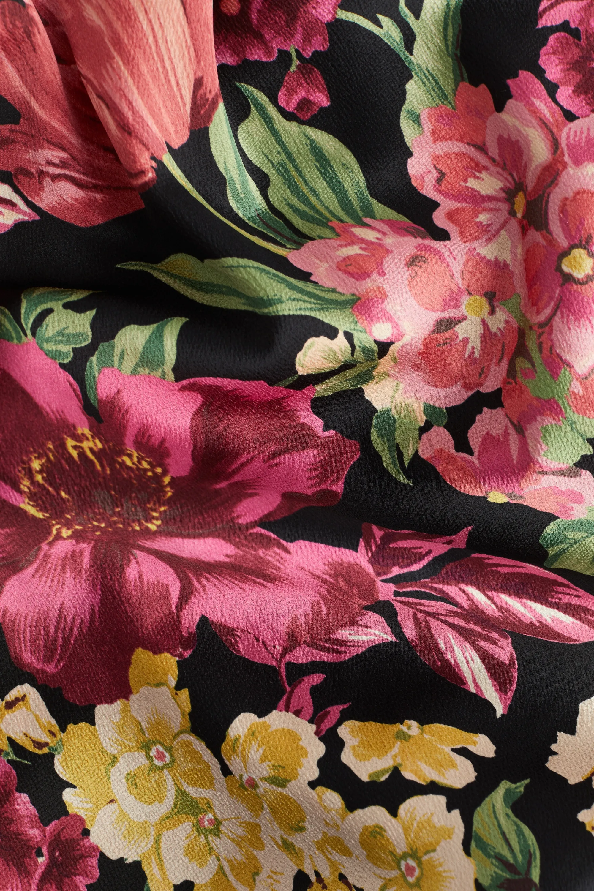 Robe à encolure bénitier - Noir/fleuri