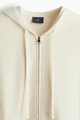 Veste à capuche zippée Loose Fit en jersey - Crème — photo 5