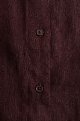 Chemise oversize en lin - Marron foncé — photo 4