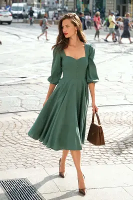 Bardetta Linen Dress - Green — photo 1
