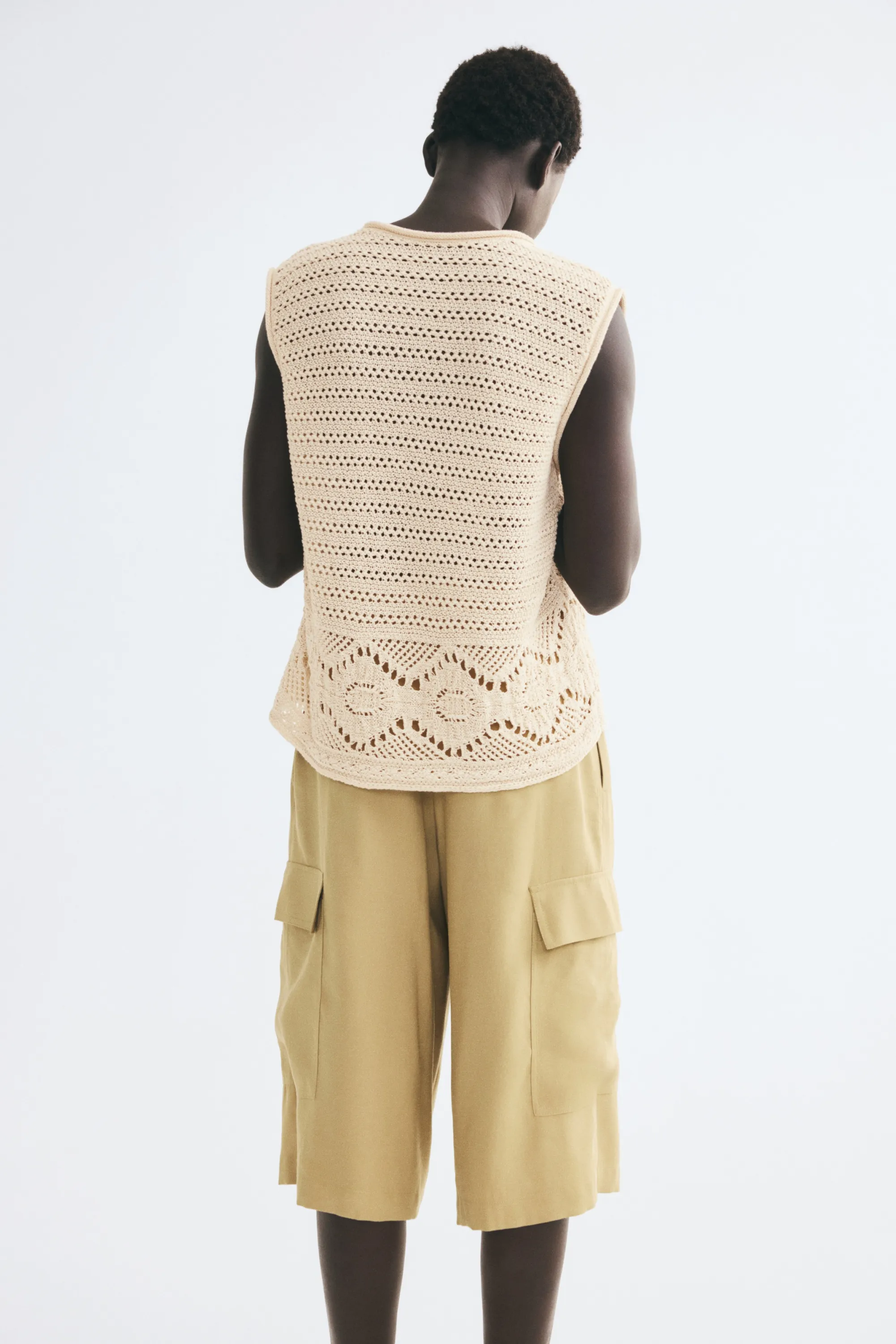 Top façon crochet - Beige ancien clair