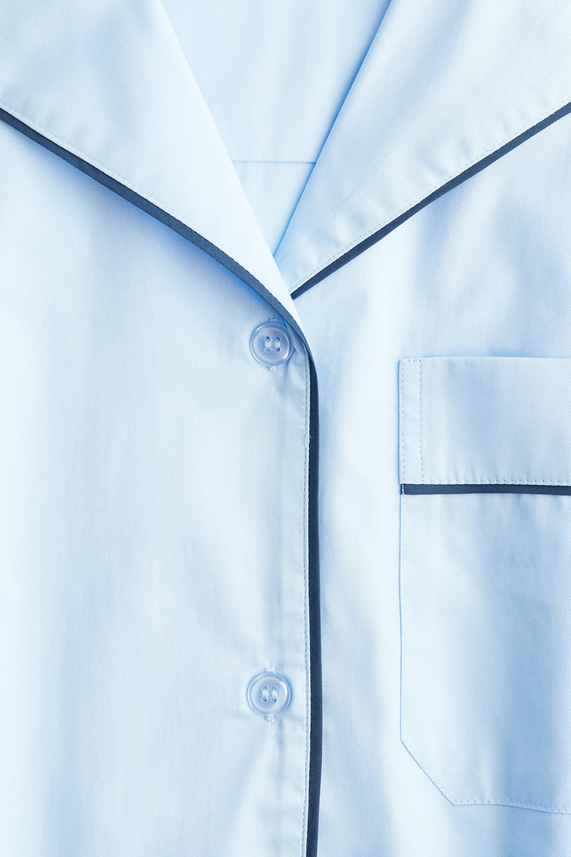 Chemise en coton avec col cubain - Bleu clair