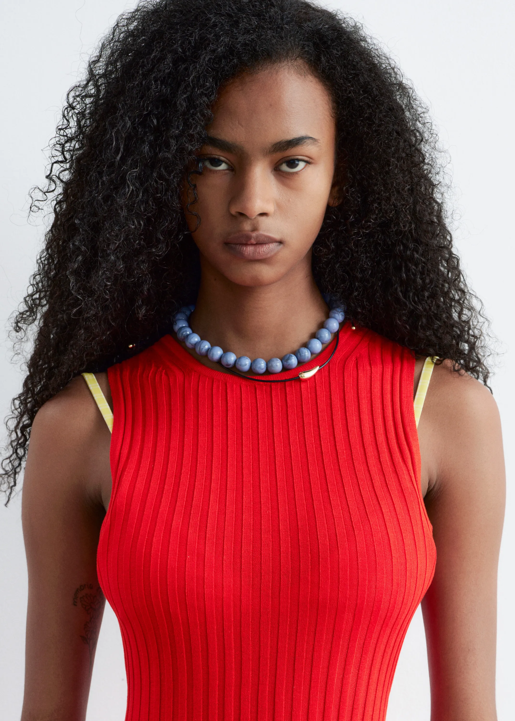 Robe midi côtelée - Rouge