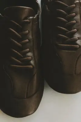 BASKETS FAÇON BALLERINES EN CUIR - BRUN FONCÉ — photo 1