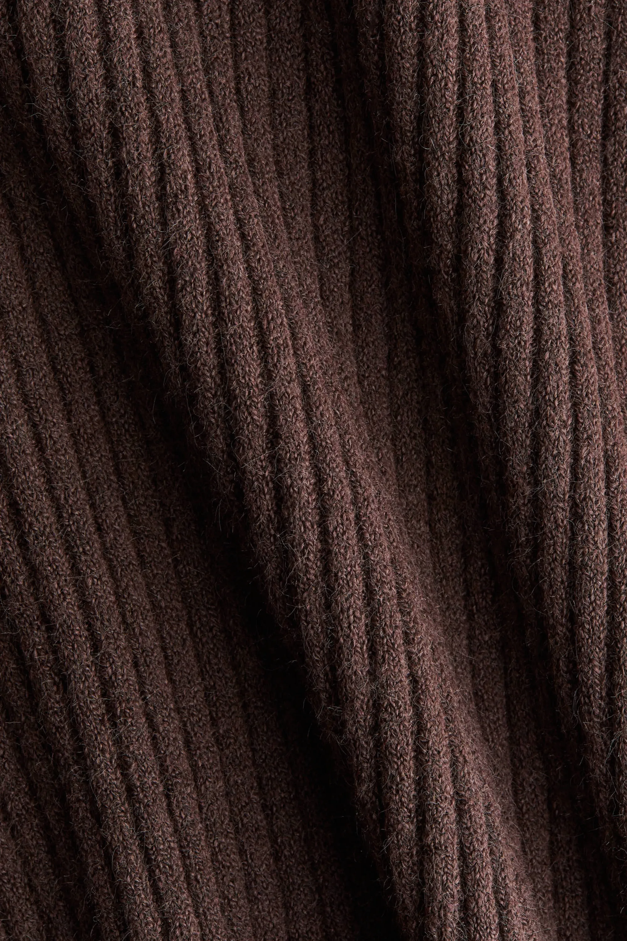 Pantalon large en maille côtelée - Marron foncé