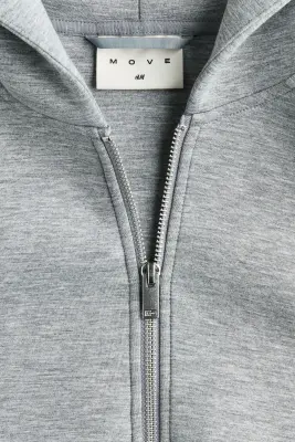 Veste de sport zippée en scuba avec capuche - Gris clair — photo 5