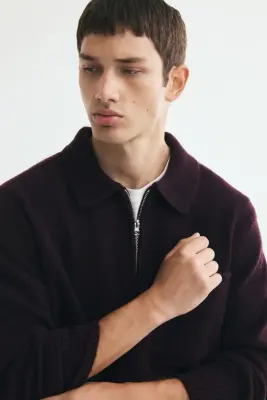 Polo Regular Fit en maille - Violet foncé — photo 1