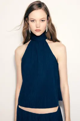 Top dos nu texturé - Bleu foncé — photo 2