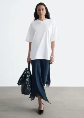 T-shirt oversize en coton - Blanc — photo 3