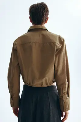 Chemise avec cordon de serrage - Beige foncé — photo 4