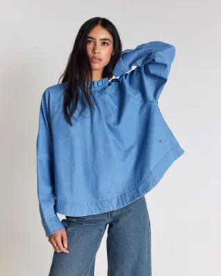Blouse Zoelie bleu chambray — photo 1