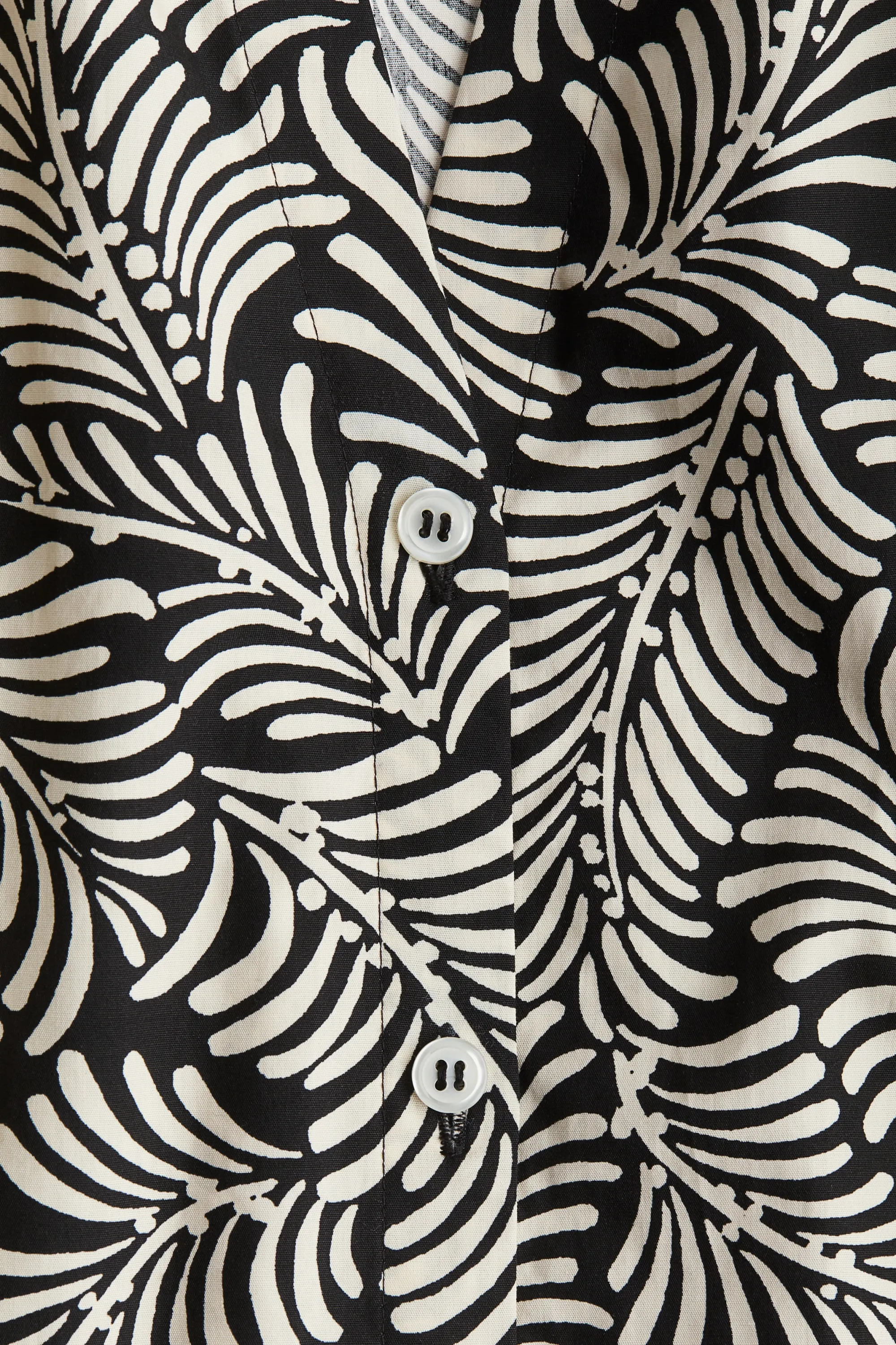 Blouse en popeline avec manches ballon - Noir/motif