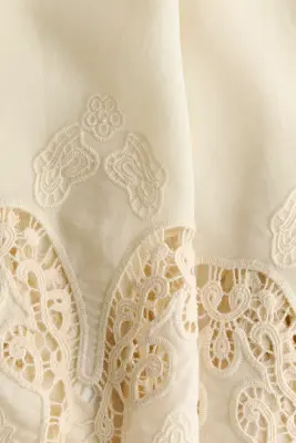 Jupe en lyocell avec dentelle - Beige clair — photo 4