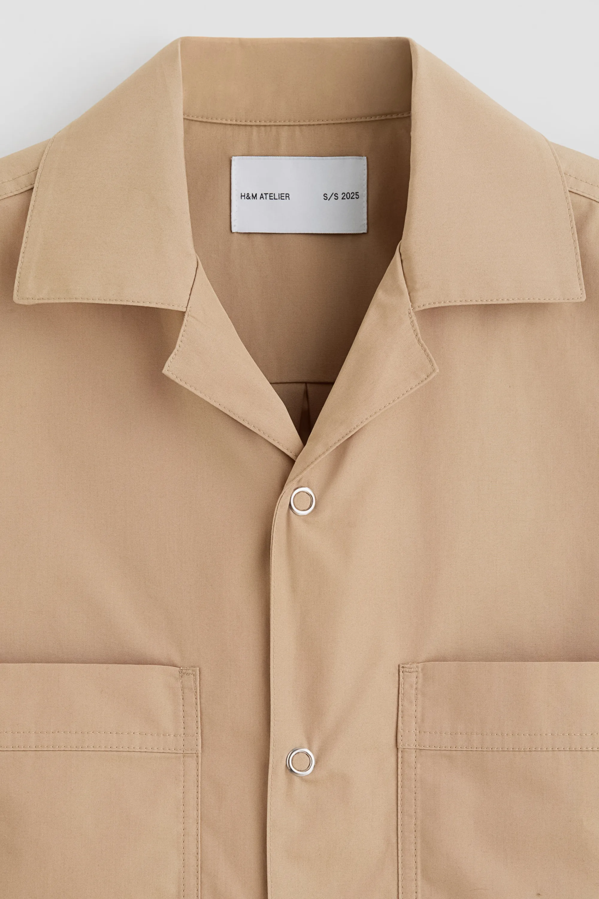 Chemise en coton pima avec col cubain - Beige