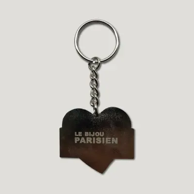 PORTE CLÉS ÉMAILLÉ - COEUR PARIS - MÉTAL ARGENTÉ — photo 3