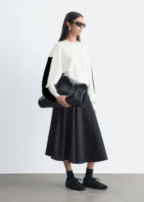 Pull oversize en maille - Écru/Noir — photo 3