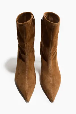 Bottines chaussettes en cuir - Beige foncé — photo 3