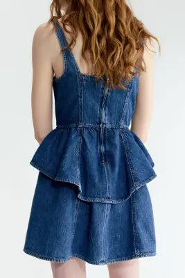 Robe en denim avec jupe évasée - Bleu denim — photo 2