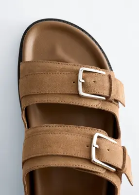 Sandales en cuir à boucle - Beige — photo 2