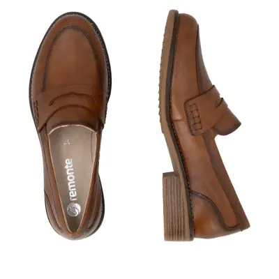 Mocassins Remonte D0F05-24 Marron - Cuir Lisse Talon Plat Grande Pointure Femme — photo 5