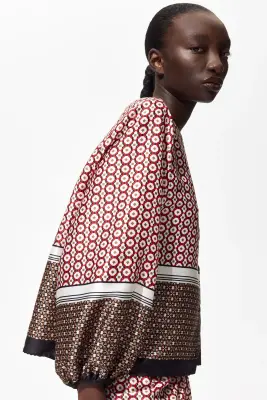 Blouse à encolure en V - Rouge/motif — photo 2