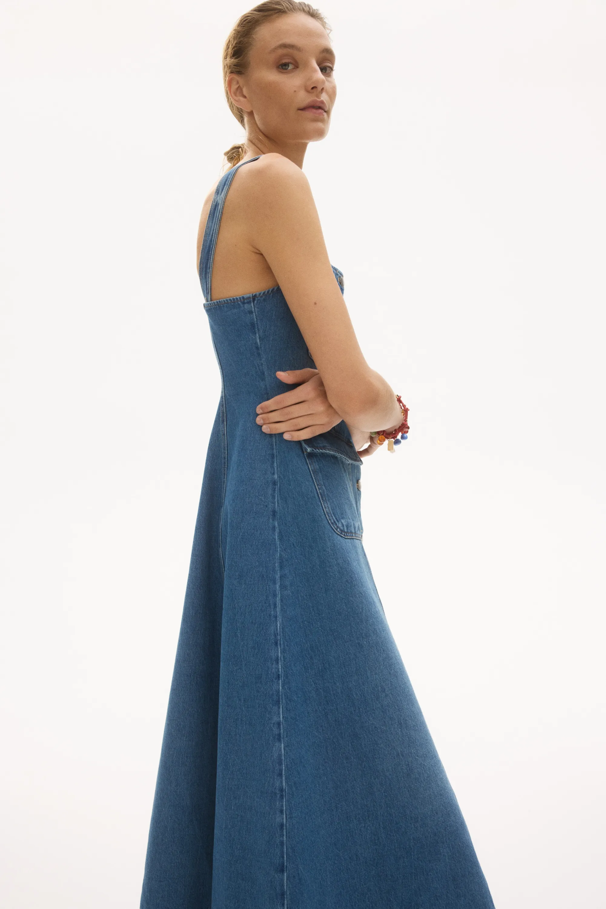 Robe à boutons en denim - Bleu denim clair