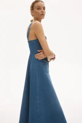 Robe à boutons en denim - Bleu denim clair — photo 1