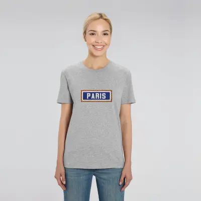 T-SHIRT COTON BIO BRODÉ - PARIS - GRIS — photo 3