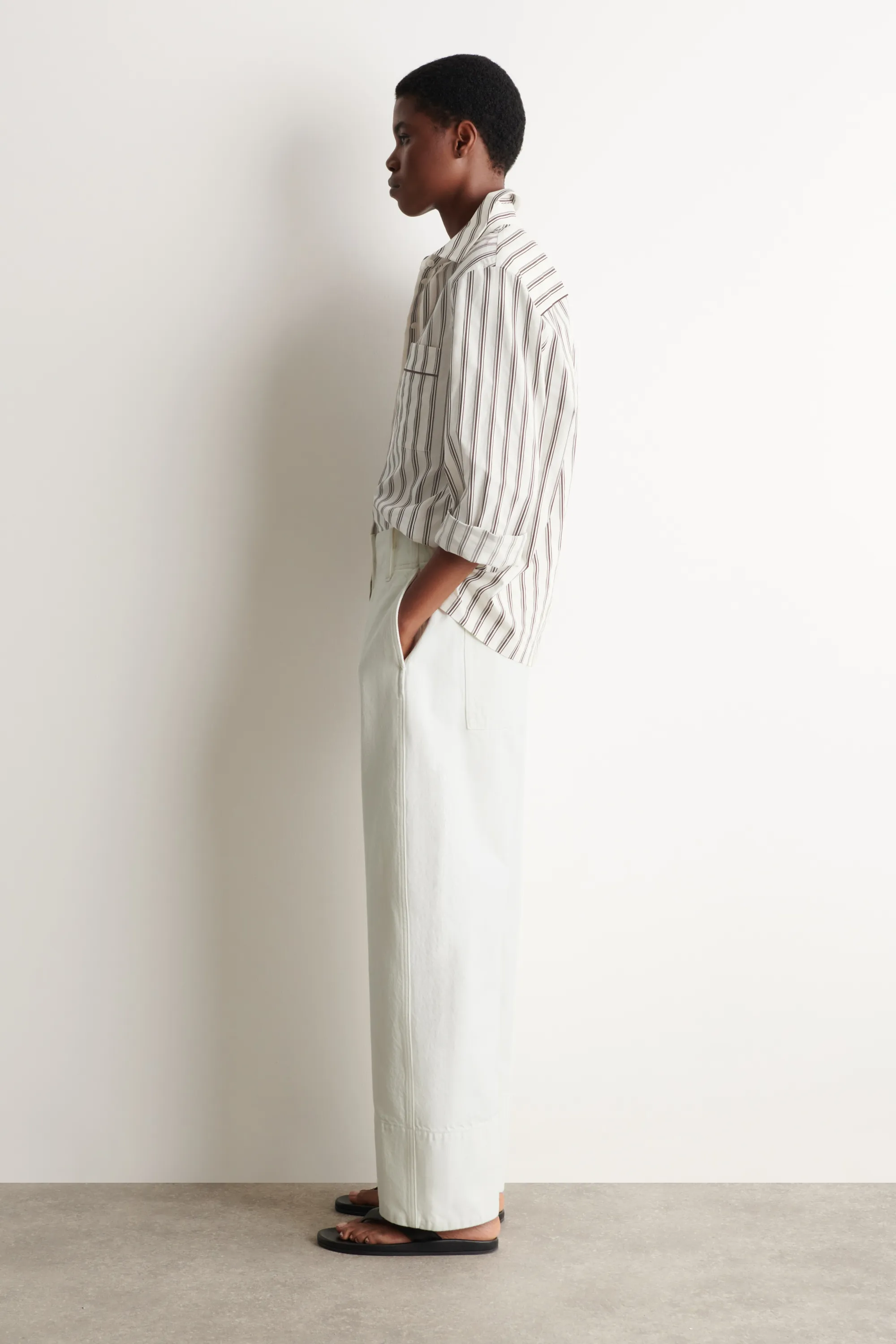 PANTALON BARREL EN DENIM - BLANC