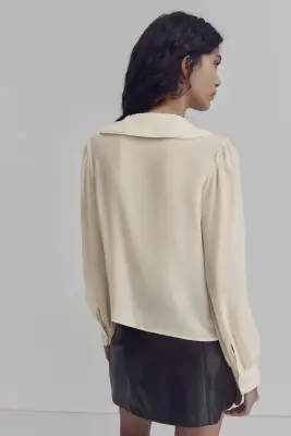 Blouse en viscose avec col - Crème — photo 3