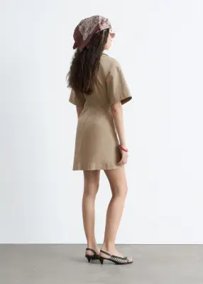 Robe courte portefeuille - Beige — photo 5