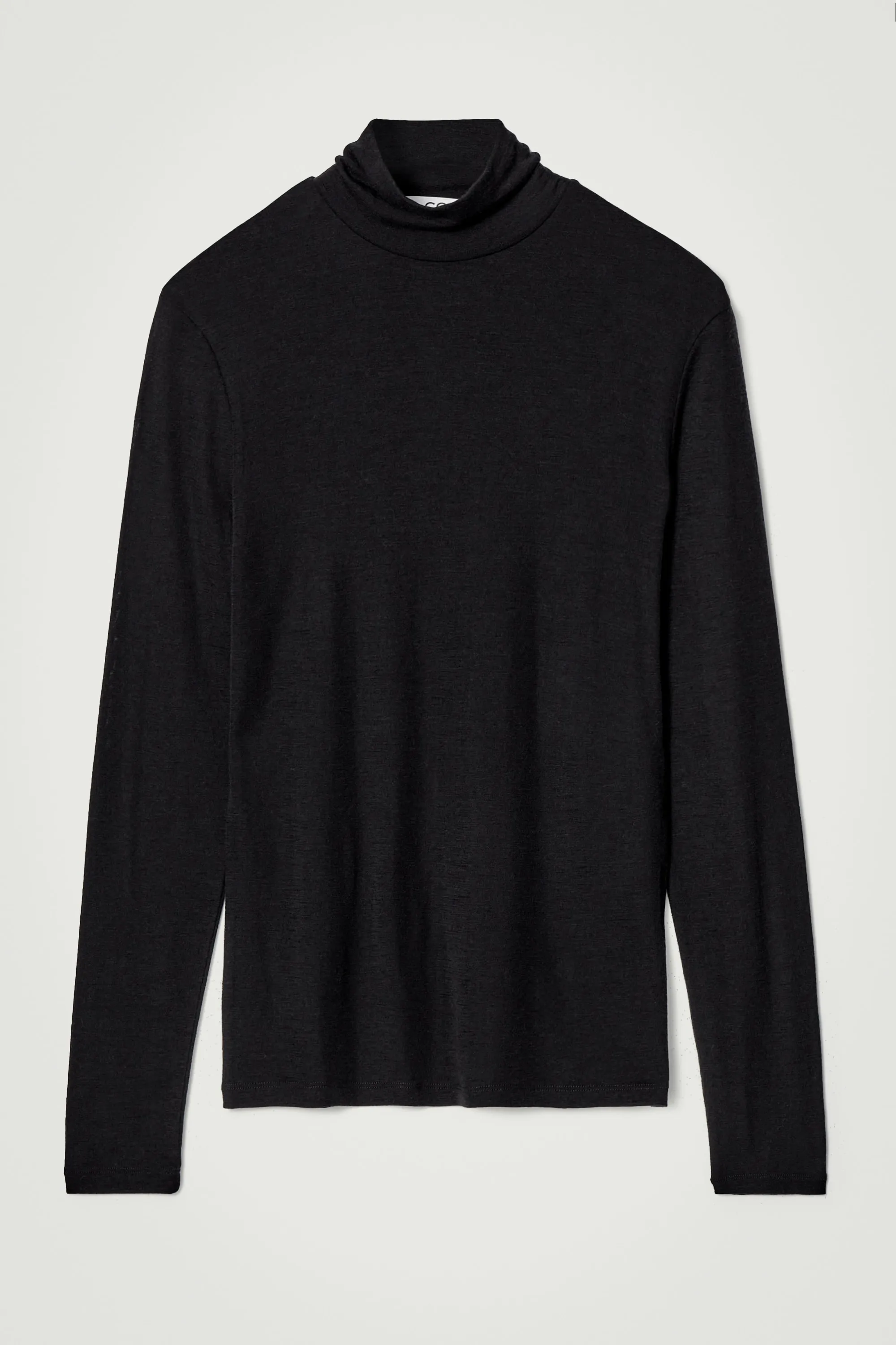 TOP À COL ROULÉ EN JERSEY DE LAINE SLIM - NOIR